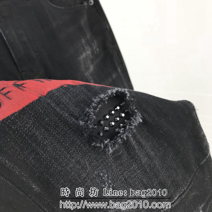 OFF-WHITE 18ss秋冬新款 洗水做舊 男款牛仔褲 ydi1367